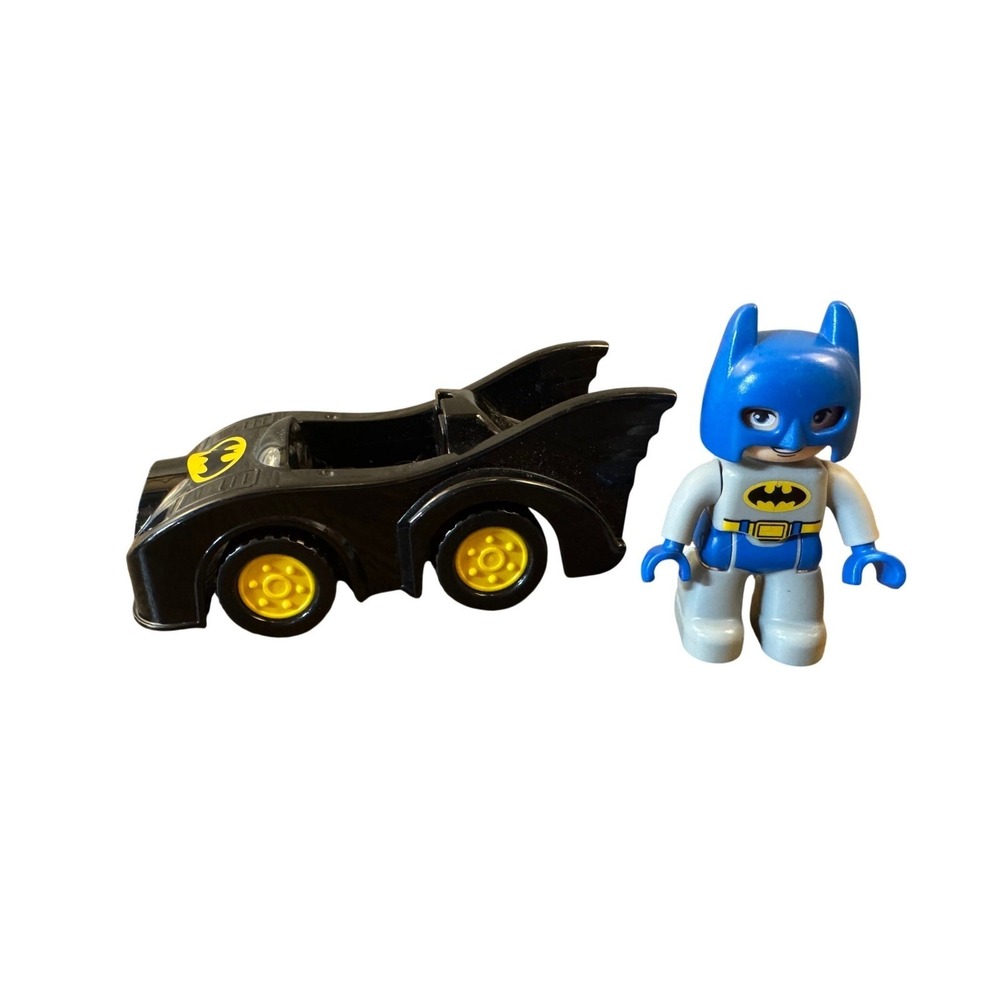 LEGO Duplo Batman Batmobile Blue Cowl Figure DC Super Heroes Black Car Toy